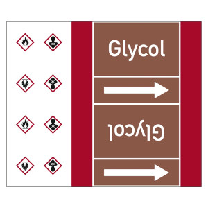 Rohrleitungskennzeichen Glycol für Rohrleitungen ab Ø 50 mm (2 Zoll), Folie selbstklebend 180 mm x 33 m auf Rolle