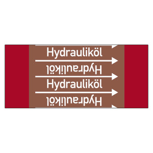 Rohrleitungskennzeichen Hydrauliköl für Rohrleitungen ab Ø 10 mm (3/8 Zoll), Folie selbstklebend 90 mm x 33 m auf Rolle