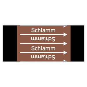 Rohrleitungskennzeichen Schlamm für Rohrleitungen ab Ø 10 mm (3/8 Zoll), Folie selbstklebend 90 mm x 33 m auf Rolle