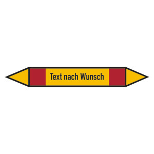 Rohrleitungskennzeichen Brennbare Gase - Text nach Wunsch
