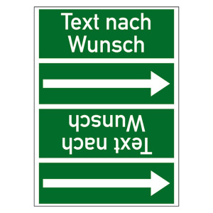 Rohrleitungskennzeichen Wasser - Text nach Wunsch für Rohrleitungen ab Ø 50 mm (2 Zoll), Folie selbstklebend 90 mm x 33 m auf Rolle