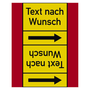Rohrleitungskennzeichen Brennbare Gase - Text nach Wunsch für Rohrleitungen ab Ø 50 mm (2 Zoll), Folie selbstklebend 105 mm x 33 m auf Rolle