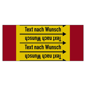 Rohrleitungskennzeichen Brennbare Gase - Text nach Wunsch für Rohrleitungen ab Ø 10 mm (3/8 Zoll), Folie selbstklebend 90 mm x 33 m auf Rolle
