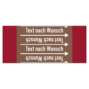 Rohrleitungskennzeichen Brennbare Flüssigkeiten - Text nach Wunsch für Rohrleitungen ab Ø 10 mm (3/8 Zoll), Folie selbstklebend 90 mm x 33 m auf Rolle