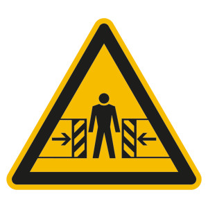 Warnung vor Quetschgefahr - Warnschild BGV A8 W23 Folie selbstklebend SL 10 cm