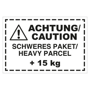 Paketaufkleber Achtung Schweres Paket +15 kg