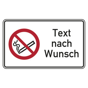 Verbotsschild Rauchen verboten mit Wunschtext