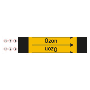 Rohrleitungskennzeichen Ozon für Rohrleitungen ab Ø 10 mm (3/8 Zoll), Folie selbstklebend 105 mm x 33 m auf Rolle