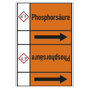 Rohrleitungskennzeichen Phosphorsäure für Rohrleitungen ab Ø 50 mm (2 Zoll), Folie selbstklebend 105 mm x 33 m auf Rolle