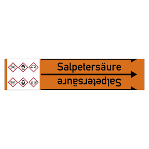 Rohrleitungskennzeichen Salpetersäure für Rohrleitungen ab Ø 10 mm (3/8 Zoll), Folie selbstklebend 90 mm x 33 m auf Rolle
