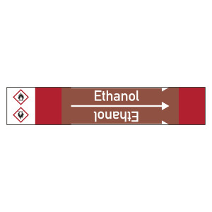 Rohrleitungskennzeichen Ethanol für Rohrleitungen ab Ø 10 mm (3/8 Zoll), Folie selbstklebend 105 mm x 33 m auf Rolle