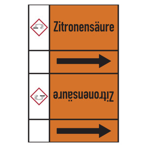 Rohrleitungskennzeichen Zitronensäure für Rohrleitungen ab Ø 50 mm (2 Zoll), Folie selbstklebend 105 mm x 33 m auf Rolle