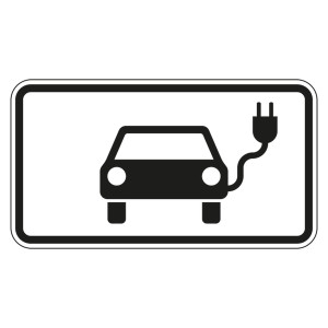 Verkehrszusatzzeichen "Elektrisch betriebene Fahrzeuge" VZ 1010-66, Aluminium 2 mm, reflektierend RA1, 420 x 231 mm