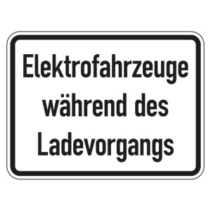 Verkehrszusatzzeichen "Elektrofahrzeuge während des Ladevorgangs" VZ 1050-32, Aluminium 2 mm, reflektierend RA1, 420 x 315 mm