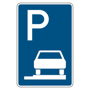 Verkehrsschild "Parken auf Gehwegen ganz in Fahrtrichtung rechts" VZ 315-65, Aluminium 2 mm, reflektierend RA1