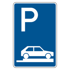 Verkehrsschild "Parken auf Gehwegen ganz quer zur Fahrtrichtung rechts" VZ 315-85, Aluminium 2 mm, reflektierend RA1