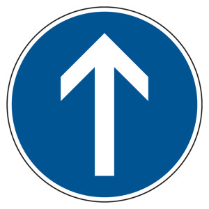 Verkehrsschild "Vorgeschriebene Fahrtrichtung geradeaus" VZ 209-30, Aluminium 2 mm, reflektierend RA1