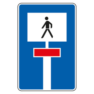 Verkehrsschild "Sackgasse - für Fußgänger frei" VZ 357-50, Aluminium 2 mm, reflektierend RA1, 420 x 630 mm