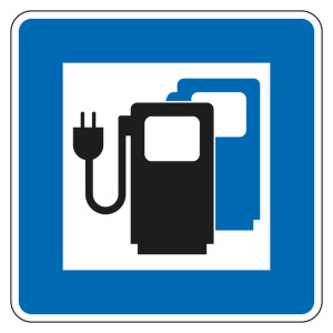 Verkehrsschild "Ladestation für Elektrofahrzeuge" VZ 365-65, Aluminium 2 mm, reflektierend RA1