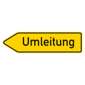 Verkehrsschild "Umleitung links" VZ 454-10, Aluminium 2 mm, reflektierend RA1, 1250 x 350 mm