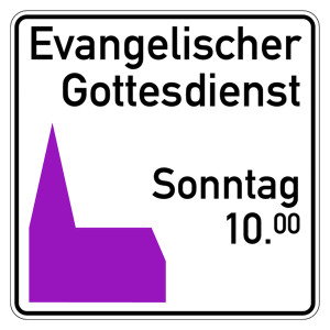 Verkehrsschild Hinweisschild "Evangelischer Gottesdienst" Aluminium 2 mm, reflektierend RA1, 750 x 750 mm
