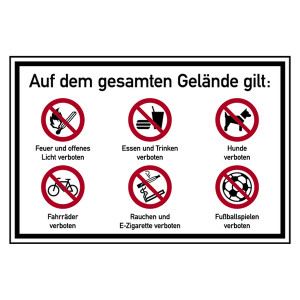 Hinweisschild Betriebsgelände "Feuer und offenes Licht verboten" Aluminium-Verbund 2 mm 900 x 600 mm