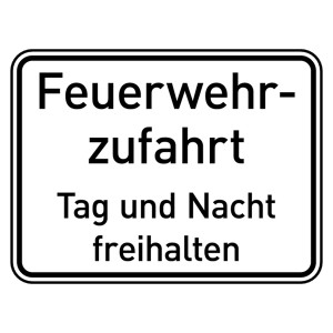 Feuerwehrzeichen Feuerwehrzufahrt Tag und Nacht freihalten Aluminium 2 mm 600 x 450 mm Einzelschild