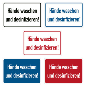 Hinweisschild "Hände waschen und desinfizieren"