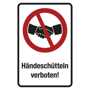 Verbotsschild Händeschütteln verboten Kombischild
