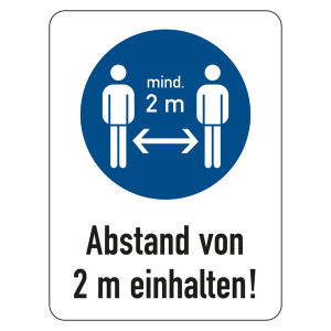 Kombischild Gebotszeichen "Abstand von 2 m einhalten!"