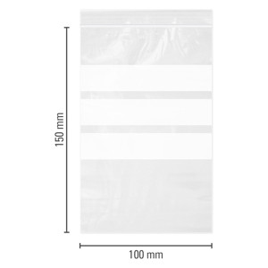 Unicorn 100 Stück Druckverschlussbeutel mit Schriftfeld Größe 100 x 150 mm