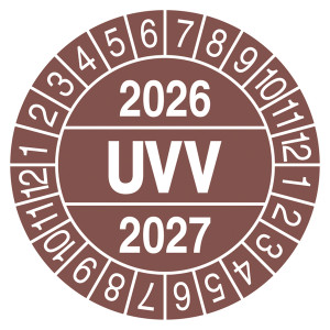 Mehrjahresprüfplakette UVV 2026 Braun Dokumentenfolie Ø 30 mm
