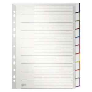 Leitz 4370 Register - PP, blanko, A4 Überbreite, 10 Blatt, grau