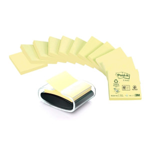 Post-it® Haftnotizspender für Z-Notes, gefüllt, schwarz/transparent + 12 Block