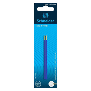 SCHNEIDER Kugelschreibermine Take 4 Refill - M, blau (dokumentenecht), 2 Stück