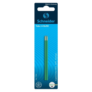 SCHNEIDER Kugelschreibermine Take 4 Refill - M, grün (dokumentenecht), 2 Stück