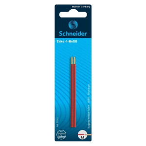 SCHNEIDER Kugelschreibermine Take 4 Refill - M, rot (dokumentenecht), 2 Stück