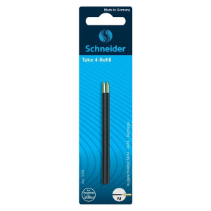 SCHNEIDER Kugelschreibermine Take 4 Refill - M, schwarz (dokumentenecht), 2 Stück