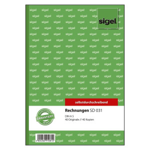 SIGEL Rechnungen - A5, 1. und 2. Blatt bedruckt, SD, MP, 2 x 40 Blatt