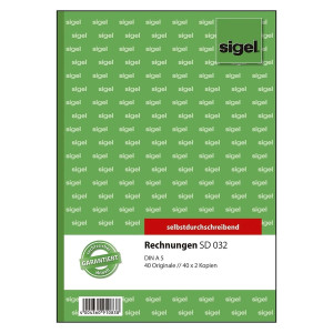 SIGEL Rechnungen - A5, 1., 2. und 3. Blatt bedruckt, SD, MP, 3 x 40 Blatt