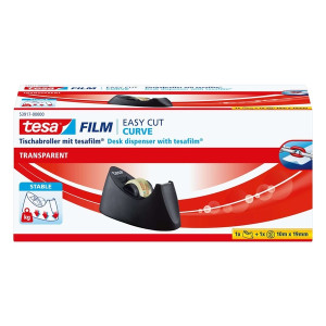 tesa® Tischabroller Easy Cut® Curve - für Rollen bis 33m : 19mm, schwarz