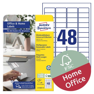 Avery Zweckform® L4736REV-10 Universal-Etiketten - 45,7 x 21,2 mm, weiß, 480 Etiketten, wiederablösbar