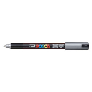 uni POSCA 181782 Marker - 0,7 mm, Spitze fein, silber