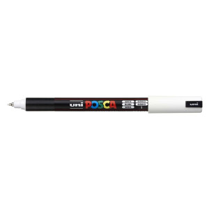 uni POSCA 181701 Marker - 0,7 mm, Spitze fein, weiß