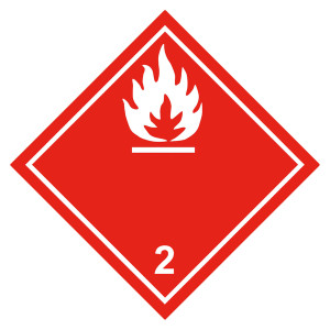 Gefahrzettel, Gefahrgutaufkleber Klasse 2.1 Entzündbare Gase, Flamme Weiß
