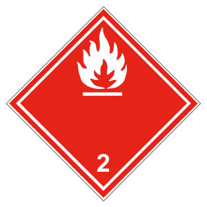 Gefahrzettel, Gefahrgutaufkleber Klasse 2.1 Entzündbare Gase, Flamme Weiß mit durchgehender Kontrastlinie