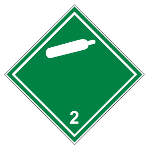 Gefahrzettel, Gefahrgutaufkleber Klasse 2.2 Nicht entzündbare, nicht giftige Gase, Gasflasche Weiß mit durchgehender Kontrastlinie