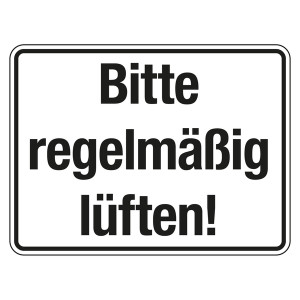 Hinweisschild Verhaltensregeln "Bitte regelmäßig lüften!", Folie, 200 x 150 mm, Einzeletikett