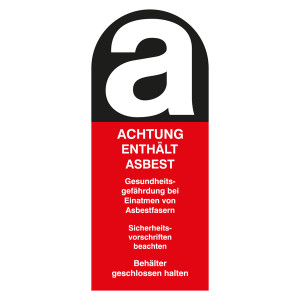 Gefahrenkennzeichen, Aufkleber Achtung enthält Asbest - Asbestfasern