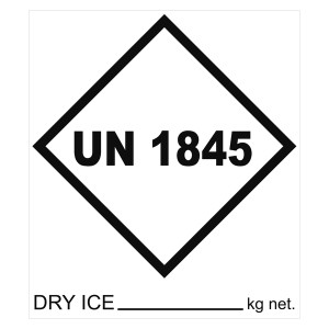 Gefahrzettel, Verpackungskennzeichen Dry Ice mit UN 1845